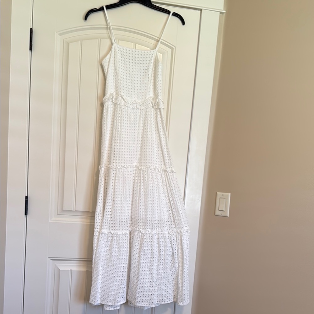 White Eyelet Tiered Maxi Dress - Women's Summer Sundress